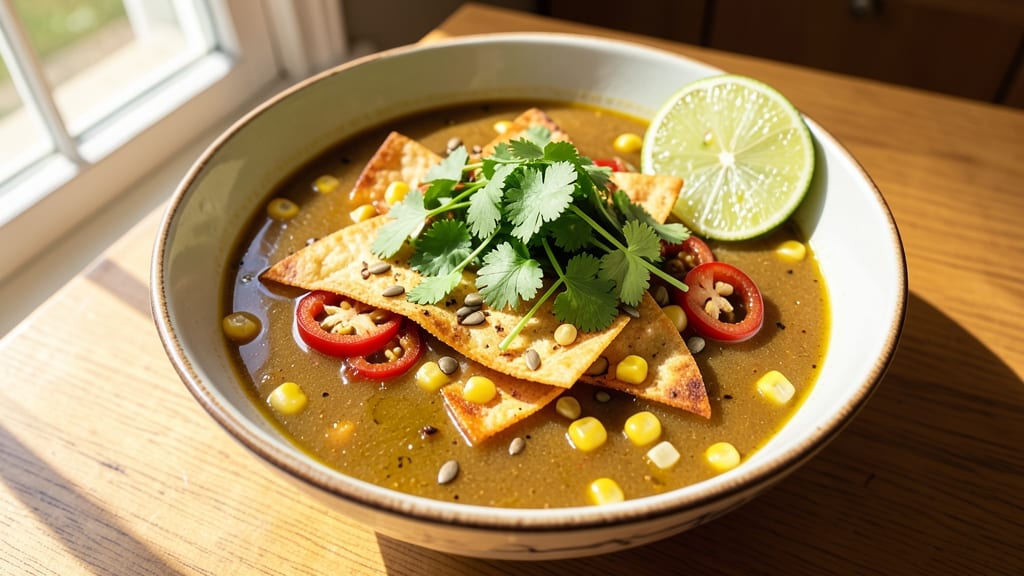 Barefoot Contessa's Tortilla Soup Recipe: Crispy Corn Topping Over Smoky Tomato Velout