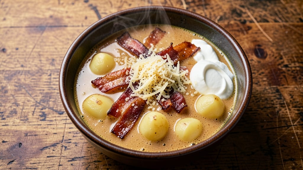 54th Street Potato Soup Copycat Recipe: Smoky Bacon and Gruyère Crunch Topping Magic
