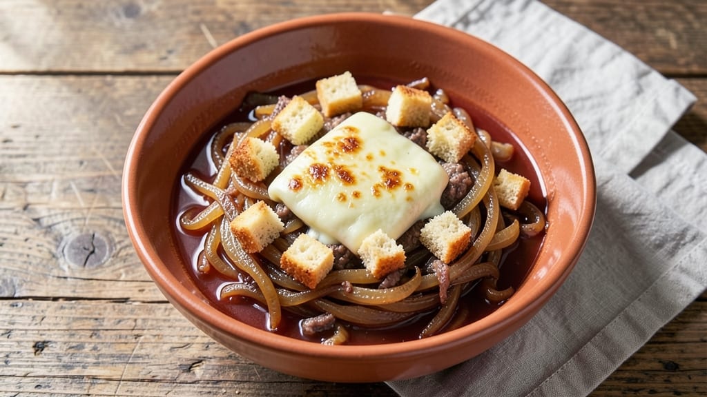 Balthazar French Onion Soup Recipe: Gruyère-Glazed Celery Crowns Over Rich Herb Velout