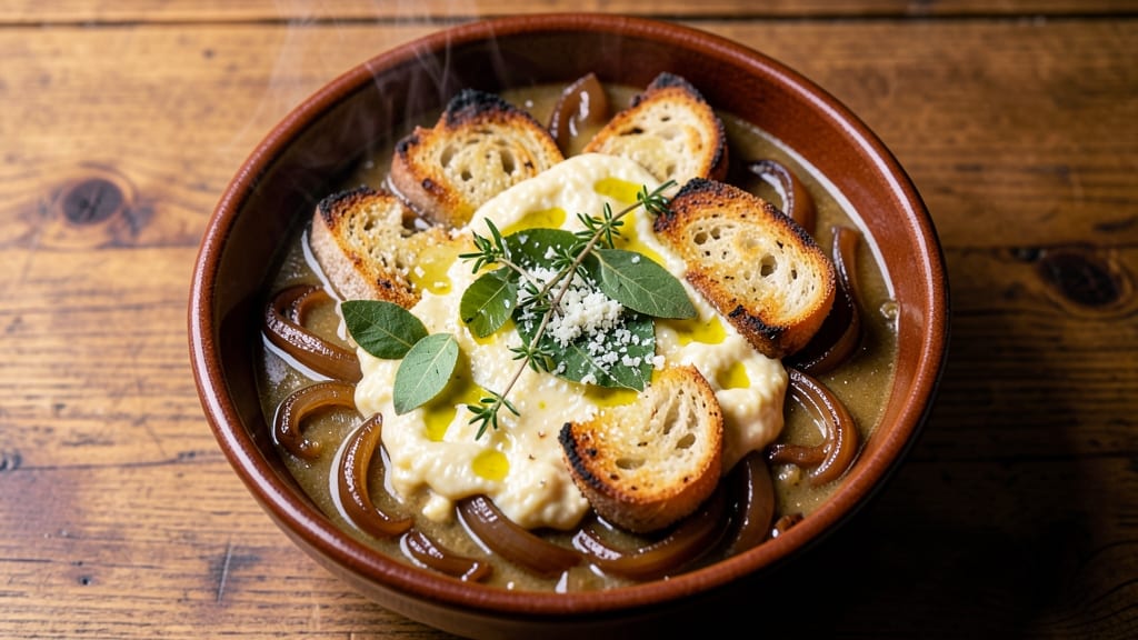 Best Onion Soup Recipe From Scratch: Crispy Bread Crowns Over Velvety Herb Broth