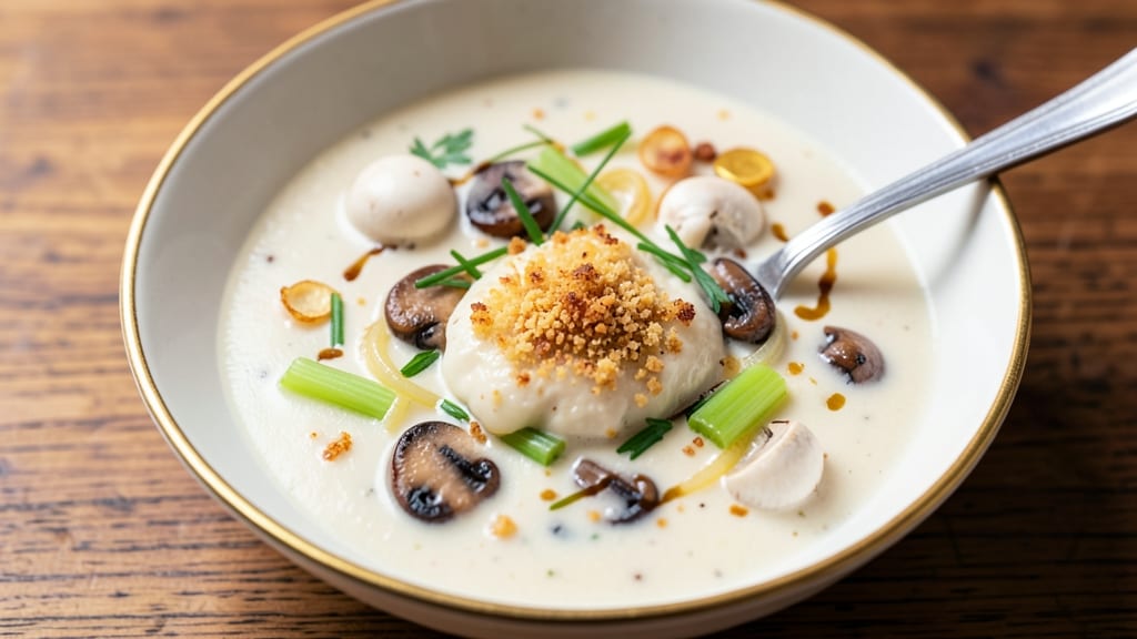Best Cream of Mushroom Soup Recipe Ever: Velvety Depth With Crispy Celery Crowns