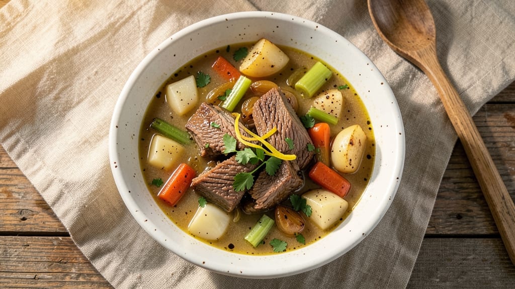Beef Brisket Vegetable Soup Recipe: Slow-Simmered Richness With Crispy Celery Crowns