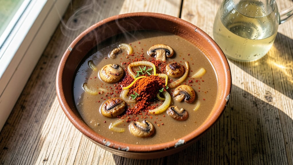Authentic Hungarian Mushroom Soup Recipe: Paprika-Spiced Richness With Crispy Bread Topping