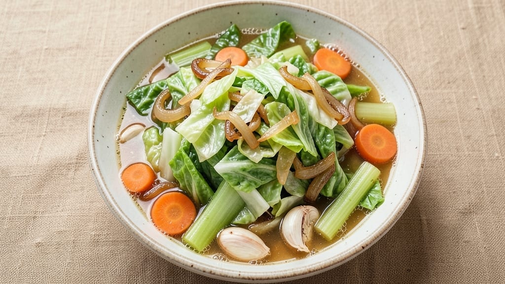 All-You-Can-Eat Cabbage Soup Recipe: Crunchy Celery Crowns Over Hearty Herb Broth