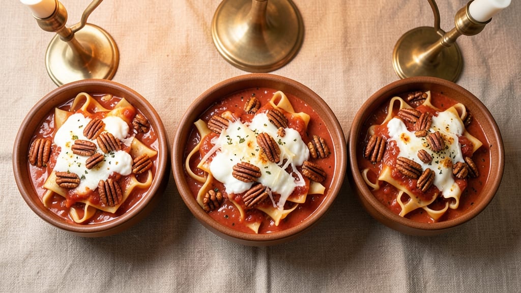 3 Pieces of Pecan Lasagna Soup Recipe: Crunchy Top and Creamy Tomato Depth