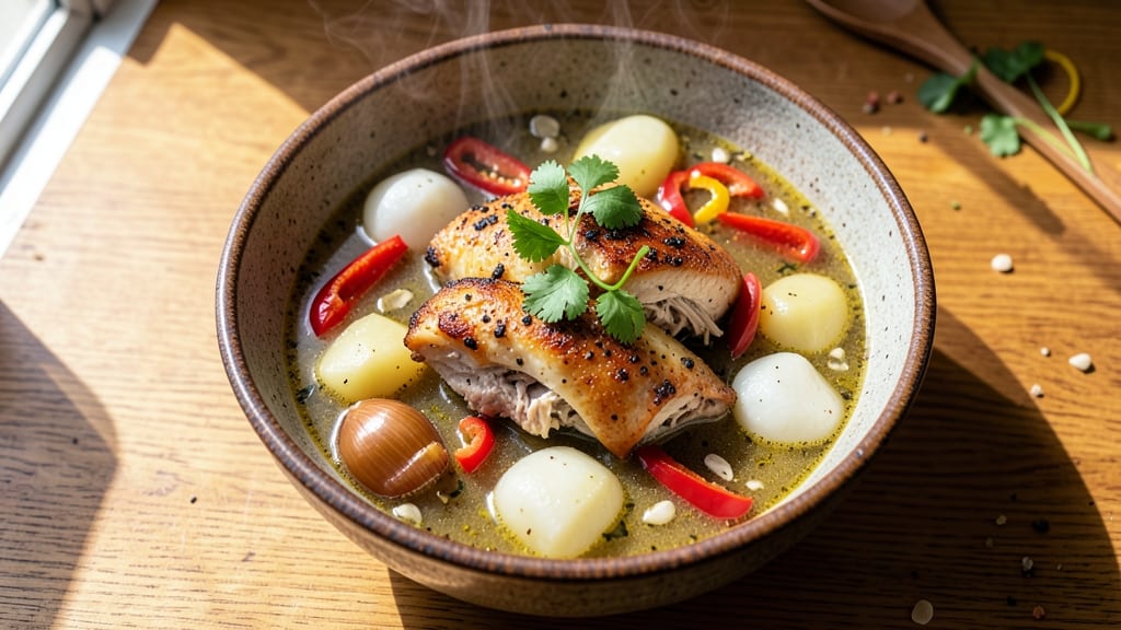Authentic Cuban Chicken Soup Recipe: Slow-Simmered Spice and Crispy Plantain Topping