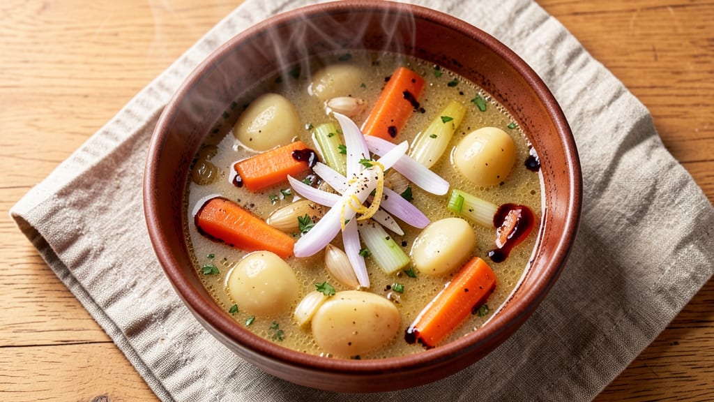Amy's French Country Vegetable Soup Copycat Recipe: Slow-Simmered Herb Velout with Gruyère Crunch