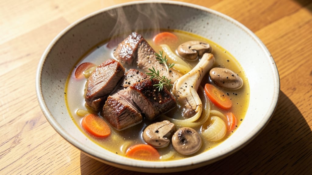Slow Cooker Beef Broth Soup Recipe: Rich Umami Depth From Simmered Bones