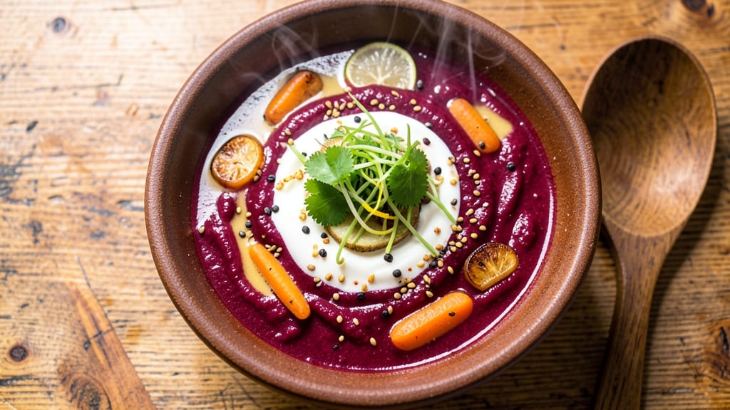 Beetroot Carrot Indian Soup Recipe: Spiced Yogurt Swirl With Crispy Cumin Topping