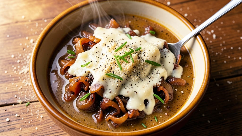 Applebee's Onion Soup Recipe: Crispy Gruyere Topping Over Smoky Velout