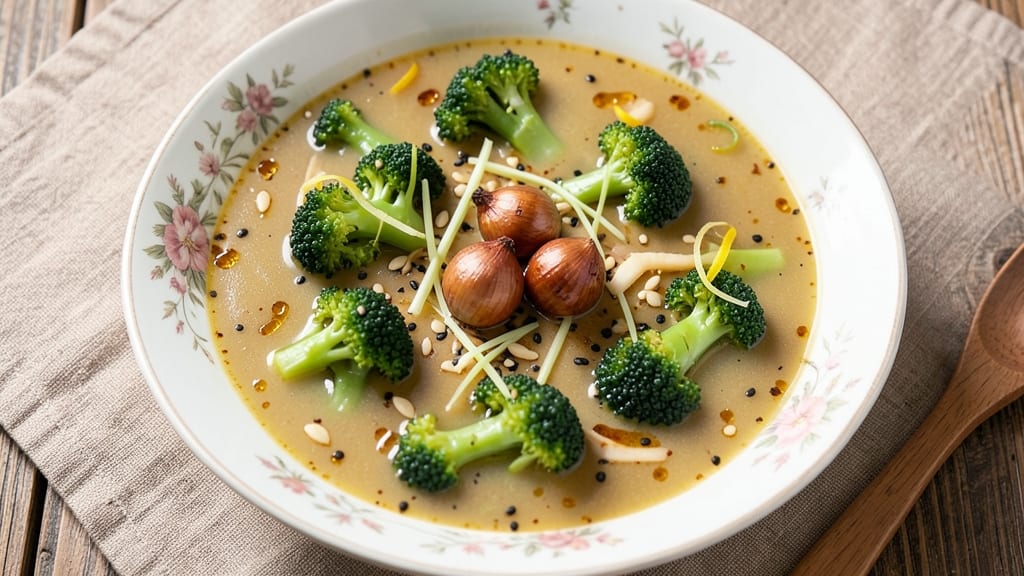 Asian Broccoli Soup Recipe: Silky Ginger-Lemongrass Broth With Crispy Topping