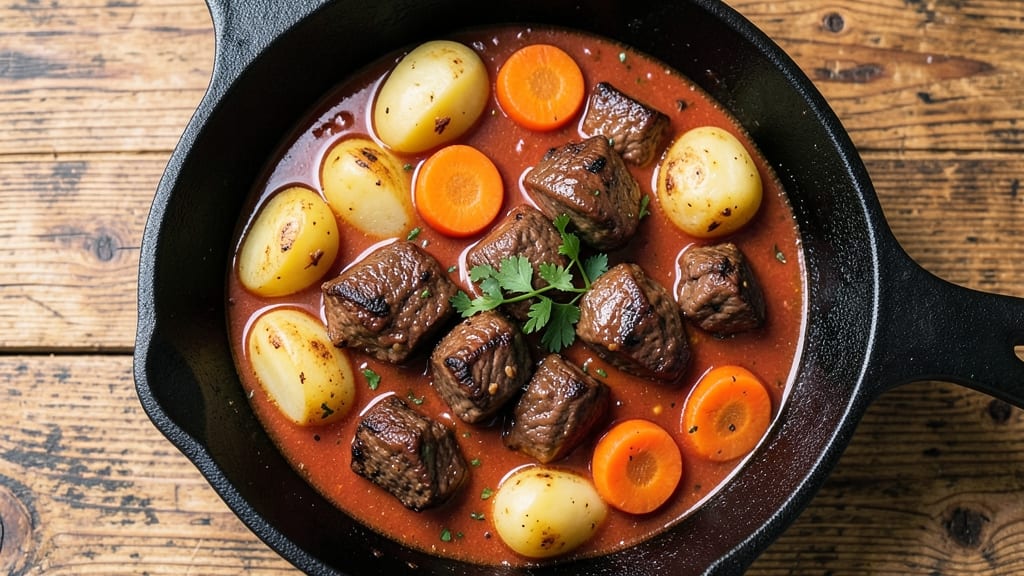 Beef Stew With Tomato Soup, Potatoes, and Carrots Recipe: One-Pot Hearty Feast in 45 Minutes