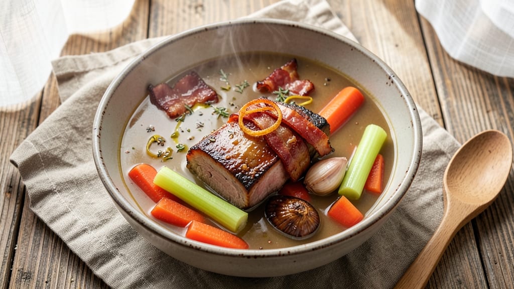 Best Ham Soup Recipe Ever: Smoky Bacon Crunch Over Creamy Gruyère Velout