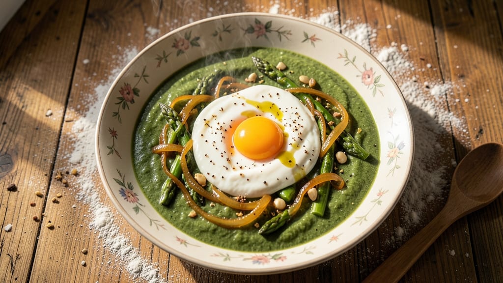 Asparagus Soup Recipe With Sour Cream: Velvety Green Velout Topped With Cool Creamy Swirls