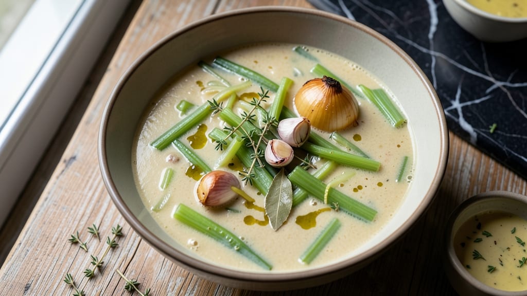 Celery Soup Recipe Instant Pot: Crispy Crown Topping on Creamy Herb Velout