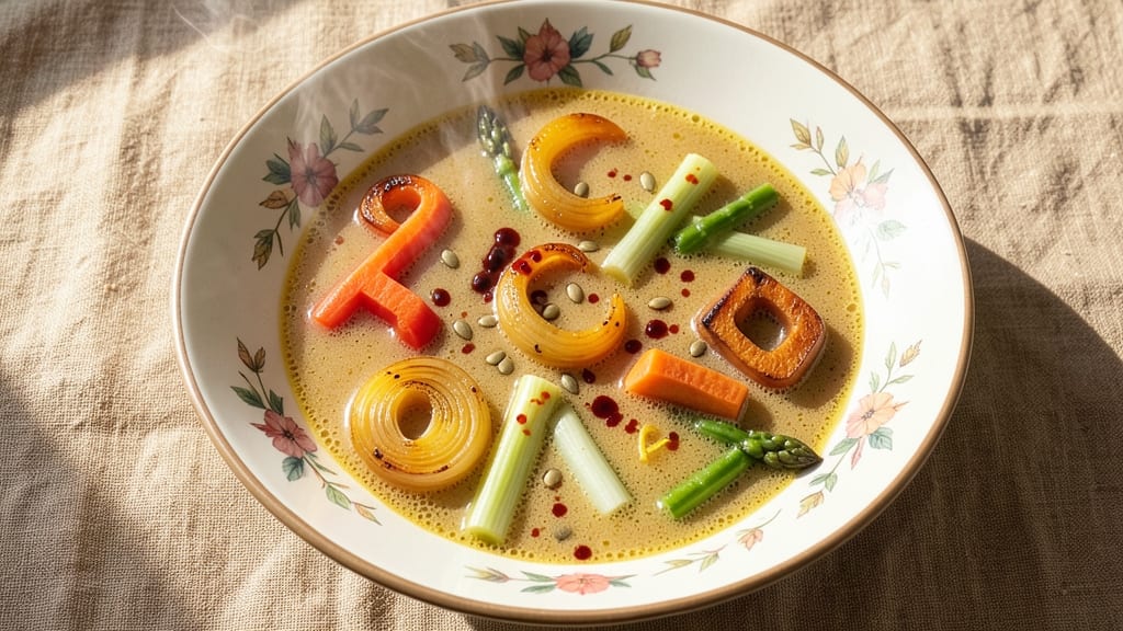 Alphabet Vegetable Soup Recipe: Crunchy Celery Crowns Over Silky Herb Broth