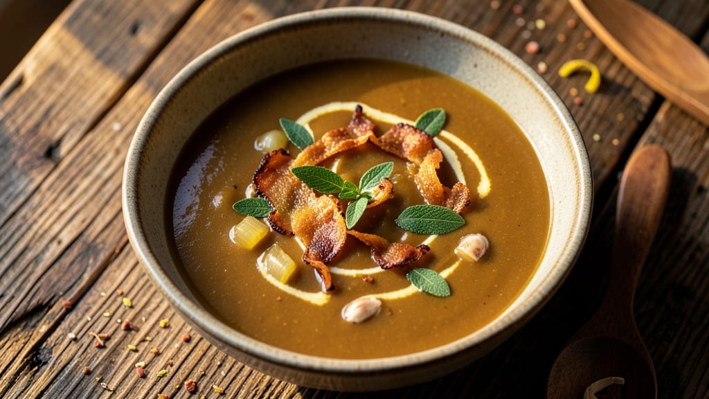 Asylum Restaurant Butternut Squash Soup Recipe: Roasted Squash and Sage Velouté With Toasted Almond Garnish