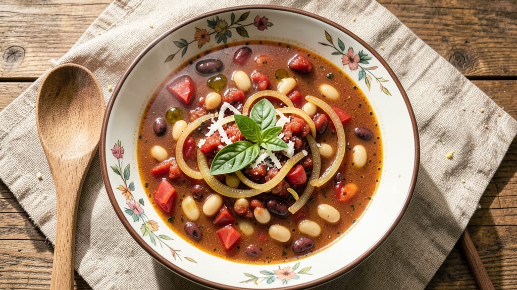 7-Can Minestrone Soup Recipe: Crispy Celery Crowns Over Hearty Bean Velout