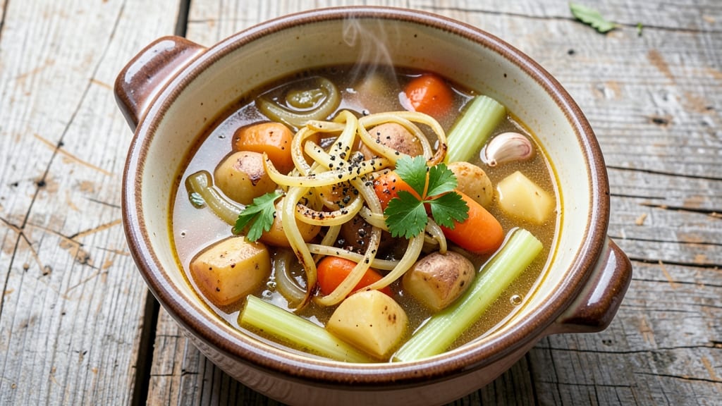 Best Vegetable Soup Recipe Ina Garten: Celery Crown Crunch Over Creamy Herb Velout